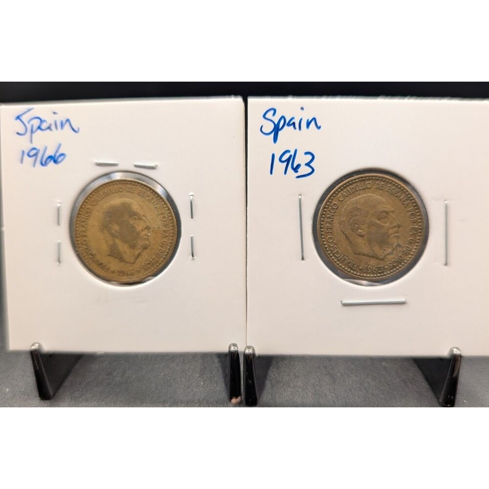 2‑Coin Bundle – Spain 1966 & 1963 One Peseta